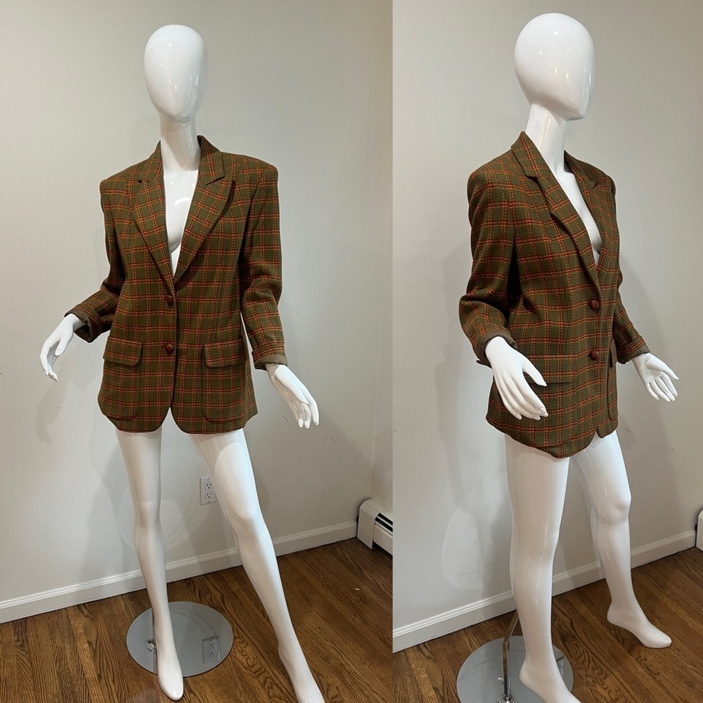 Vintage Les Copains Wool Cashmere Plaid Blazer Jacket - Picture 10 of 11